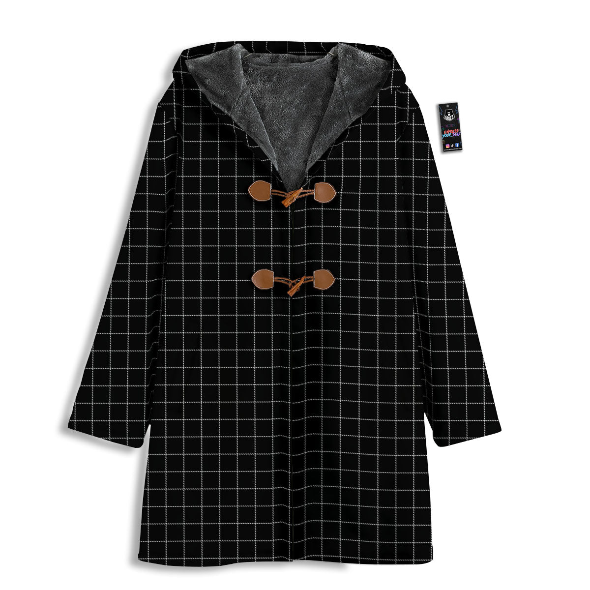 Tattersall Black Print Pattern Men's Windbreaker Jacket-grizzshop