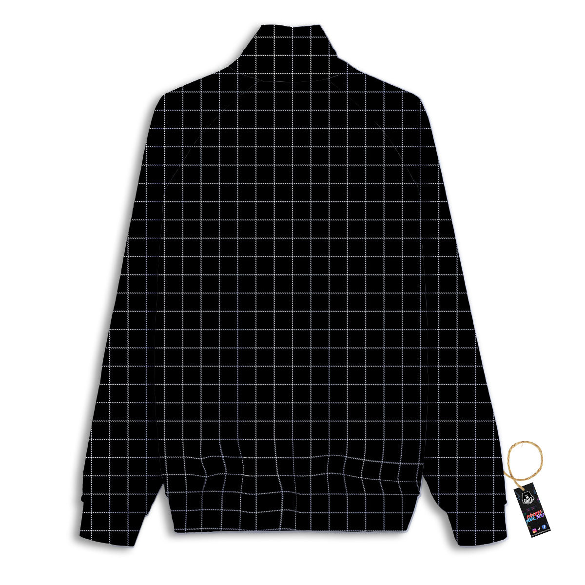 Tattersall Black Print Pattern Track Jacket-grizzshop