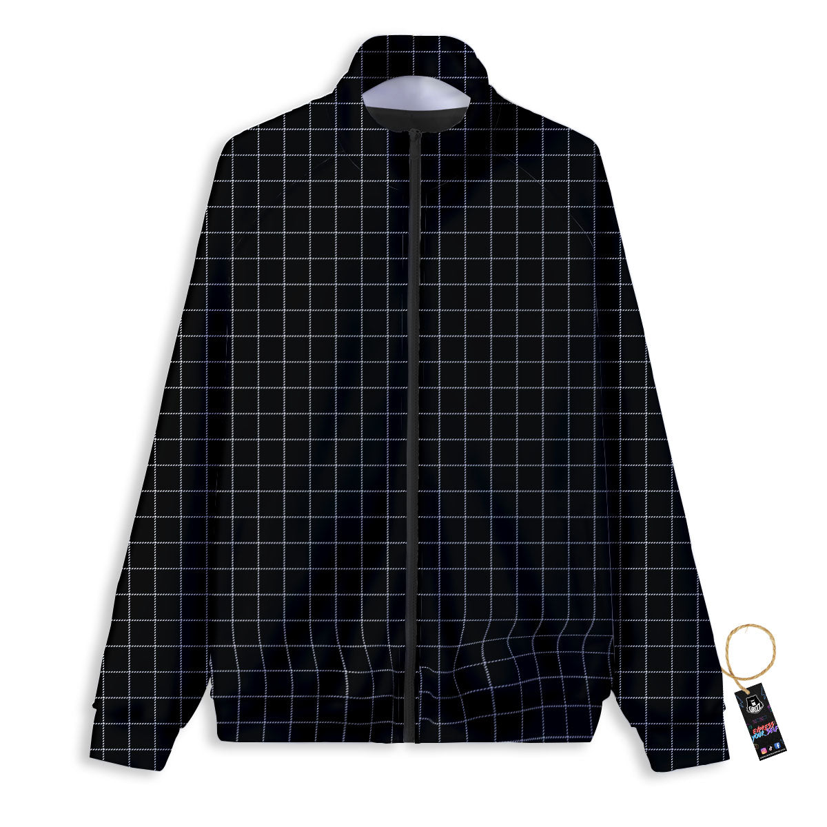 Tattersall Black Print Pattern Track Jacket-grizzshop