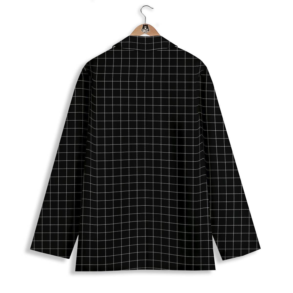 Tattersall Black Print Pattern Women's Blazer-grizzshop