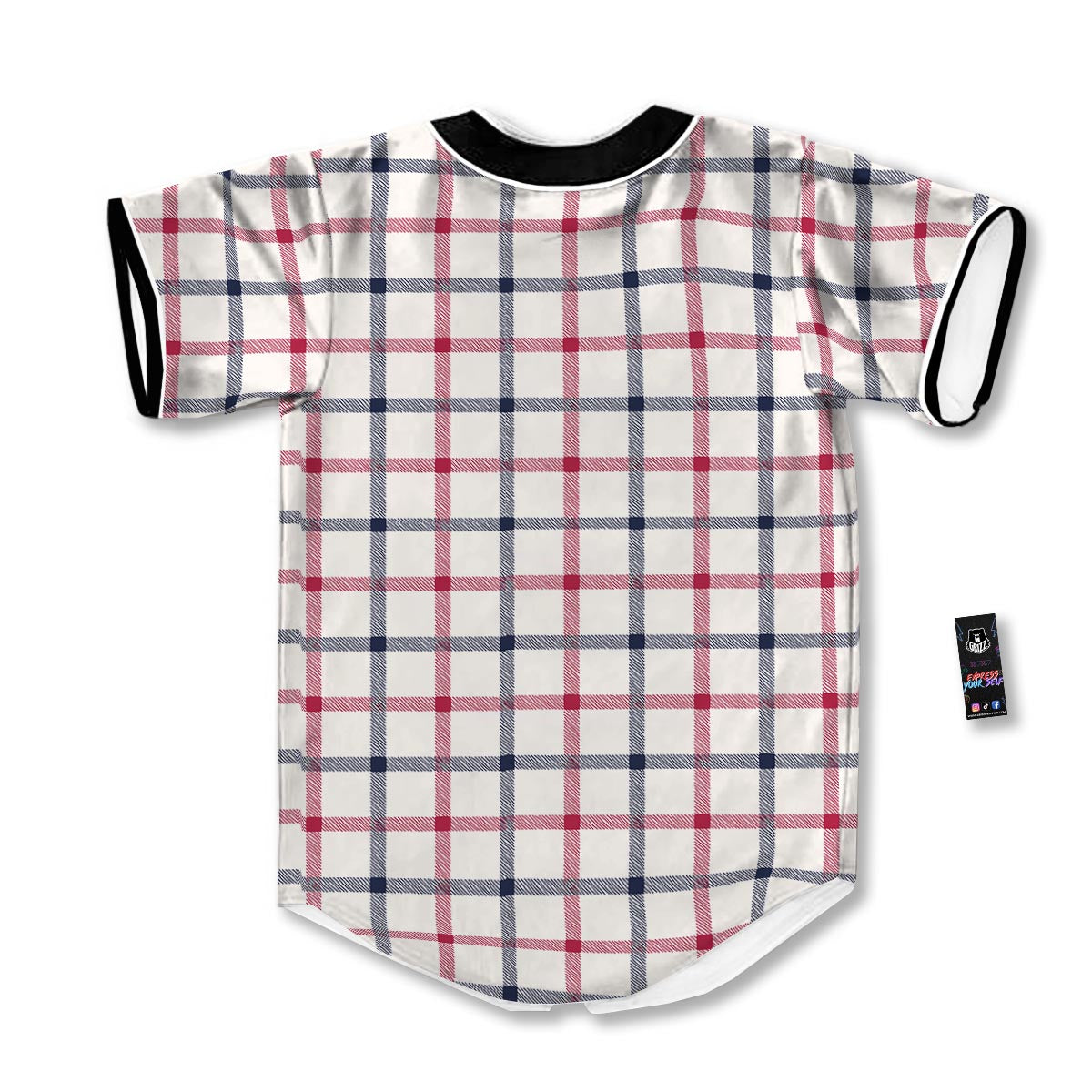 Tattersall Blue And Red Print Pattern Baseball Jersey-grizzshop