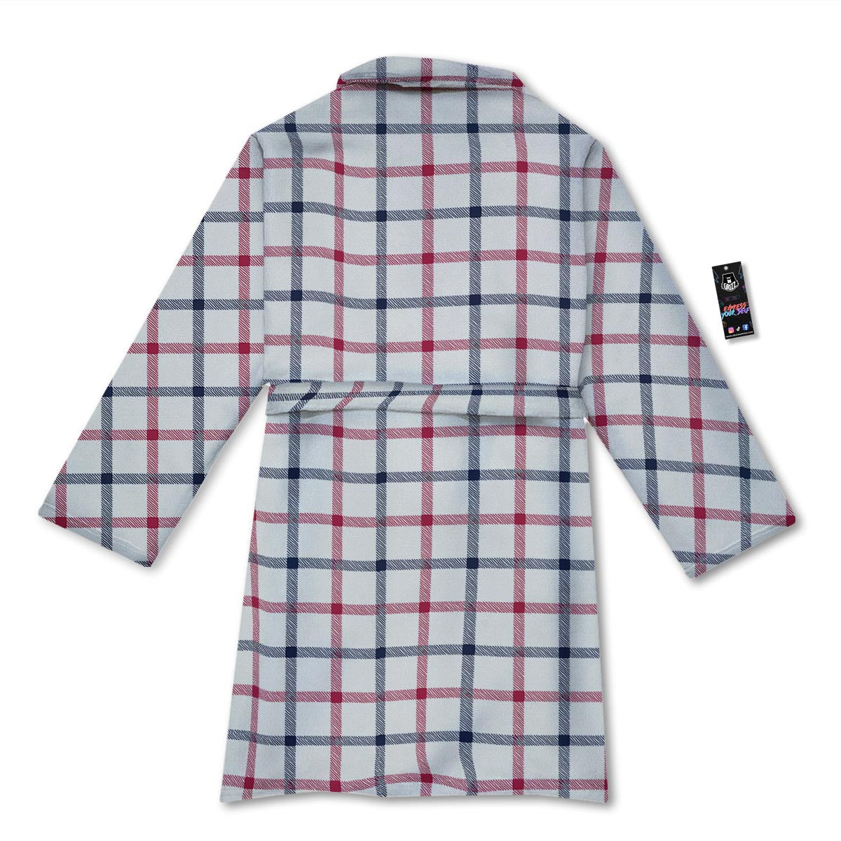 Tattersall Blue And Red Print Pattern Bathrobe-grizzshop