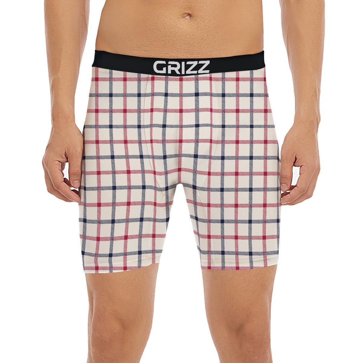 Tattersall Blue And Red Print Pattern Boxer Briefs-grizzshop