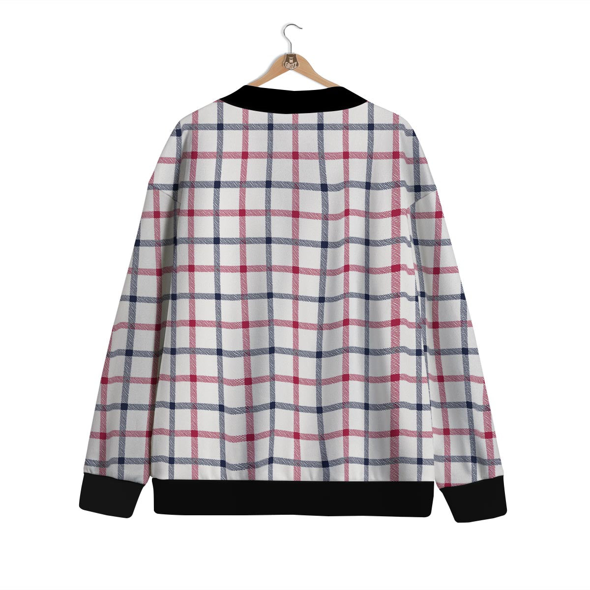 Tattersall Blue And Red Print Pattern Cardigan-grizzshop
