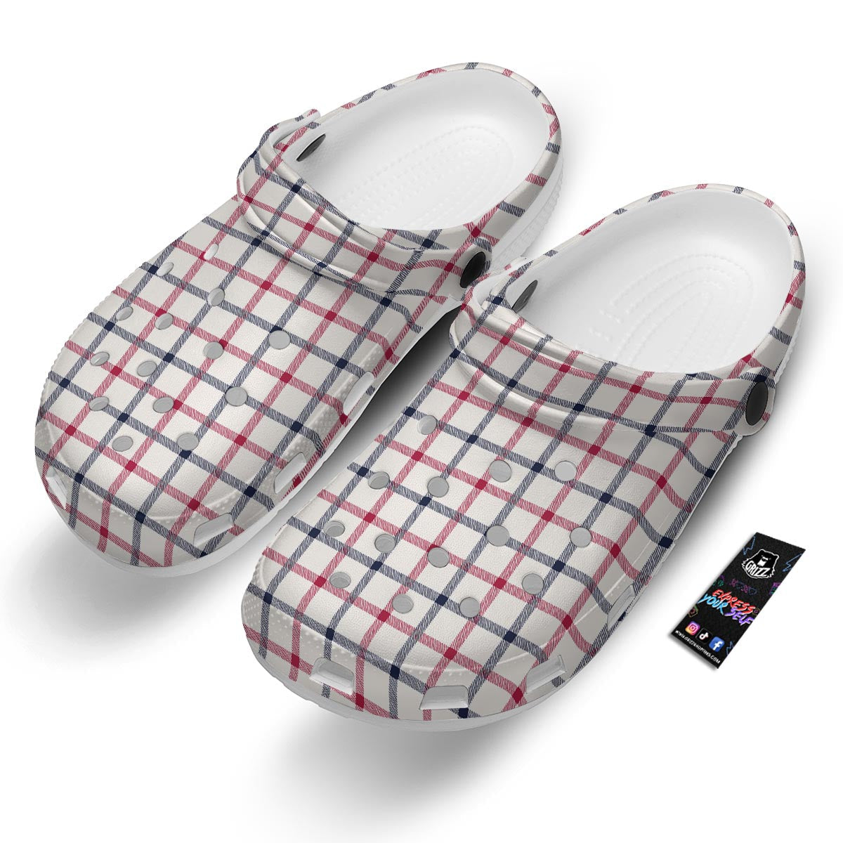 Tattersall Blue And Red Print Pattern Clog-grizzshop