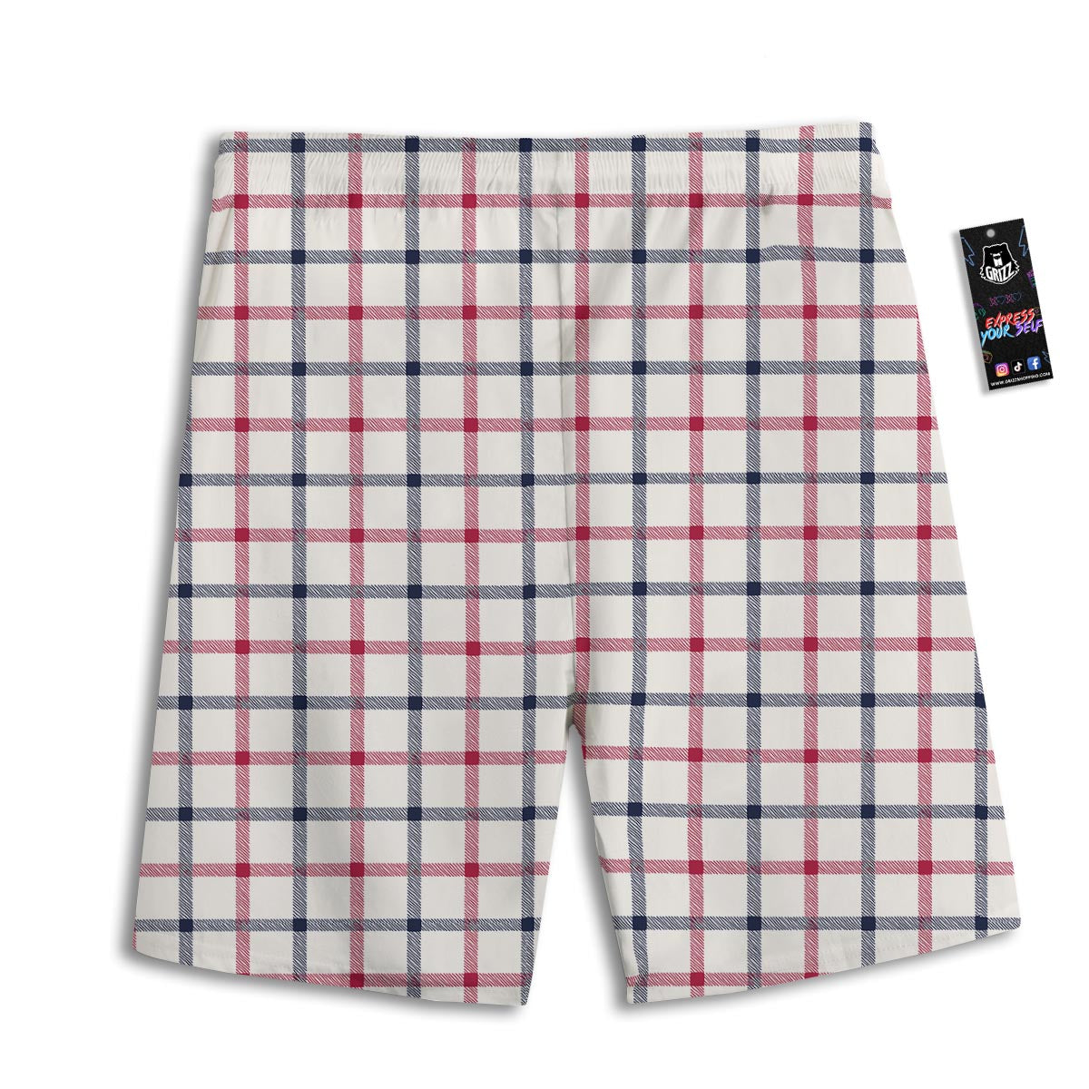 Tattersall Blue And Red Print Pattern Men's Athletic Shorts