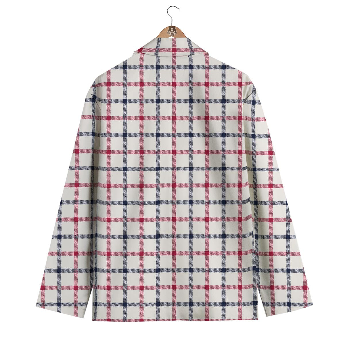 Tattersall Blue And Red Print Pattern Men's Blazer-grizzshop