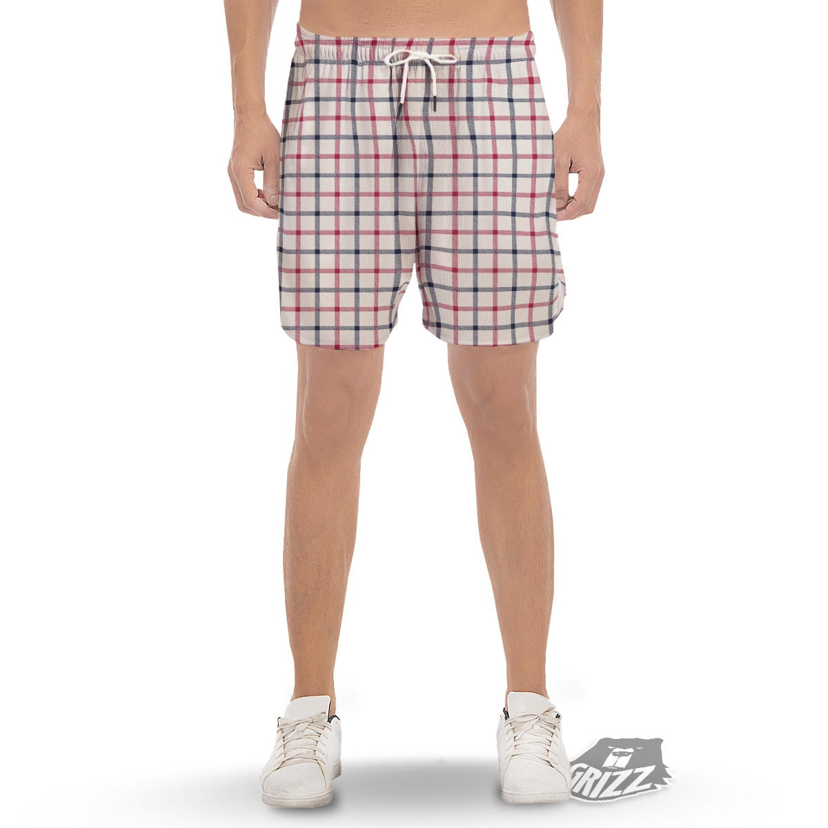 Tattersall Blue And Red Print Pattern Men's Gym Shorts-grizzshop