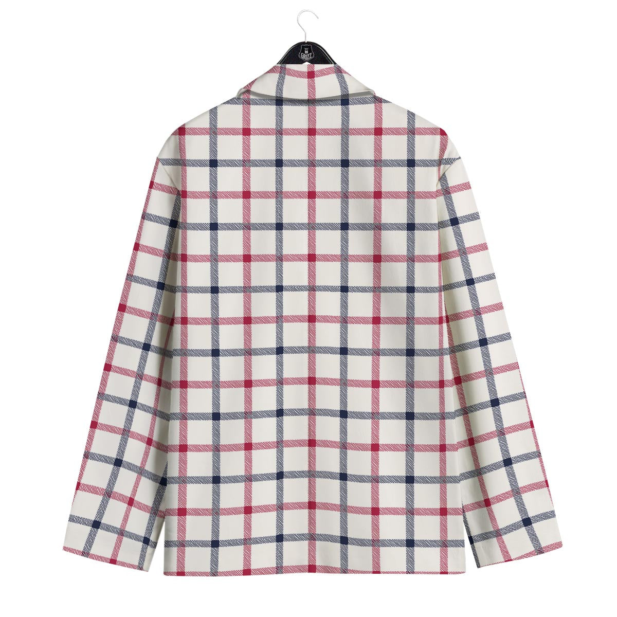 Tattersall Blue And Red Print Pattern Men's Sport Coat-grizzshop