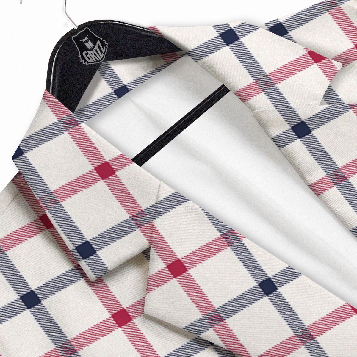 Tattersall Blue And Red Print Pattern Men's Sport Coat-grizzshop