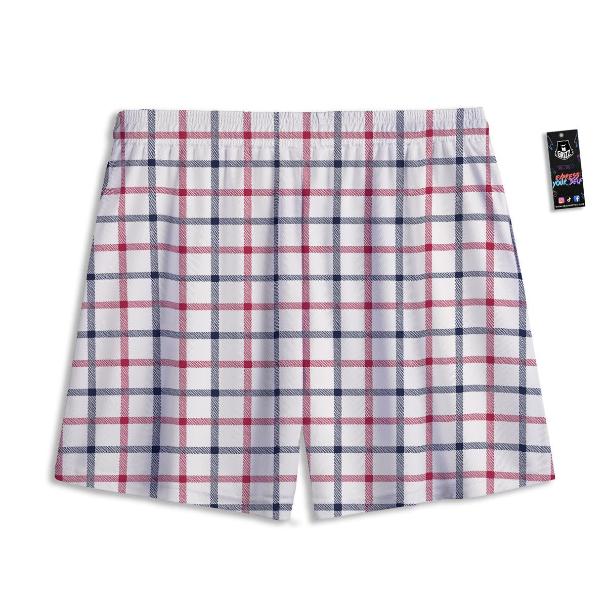 Tattersall Blue And Red Print Pattern Mesh Shorts