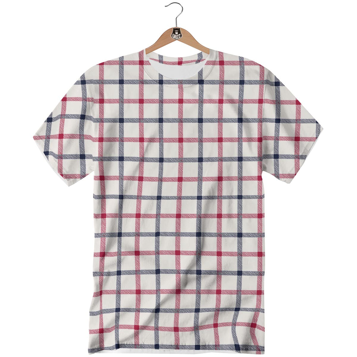 Tattersall Blue And Red Print Pattern T-Shirt-grizzshop
