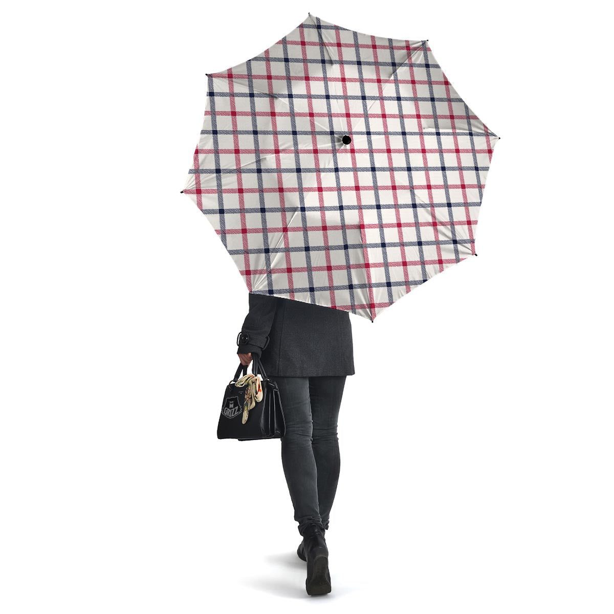 Tattersall Blue And Red Print Pattern Umbrella-grizzshop