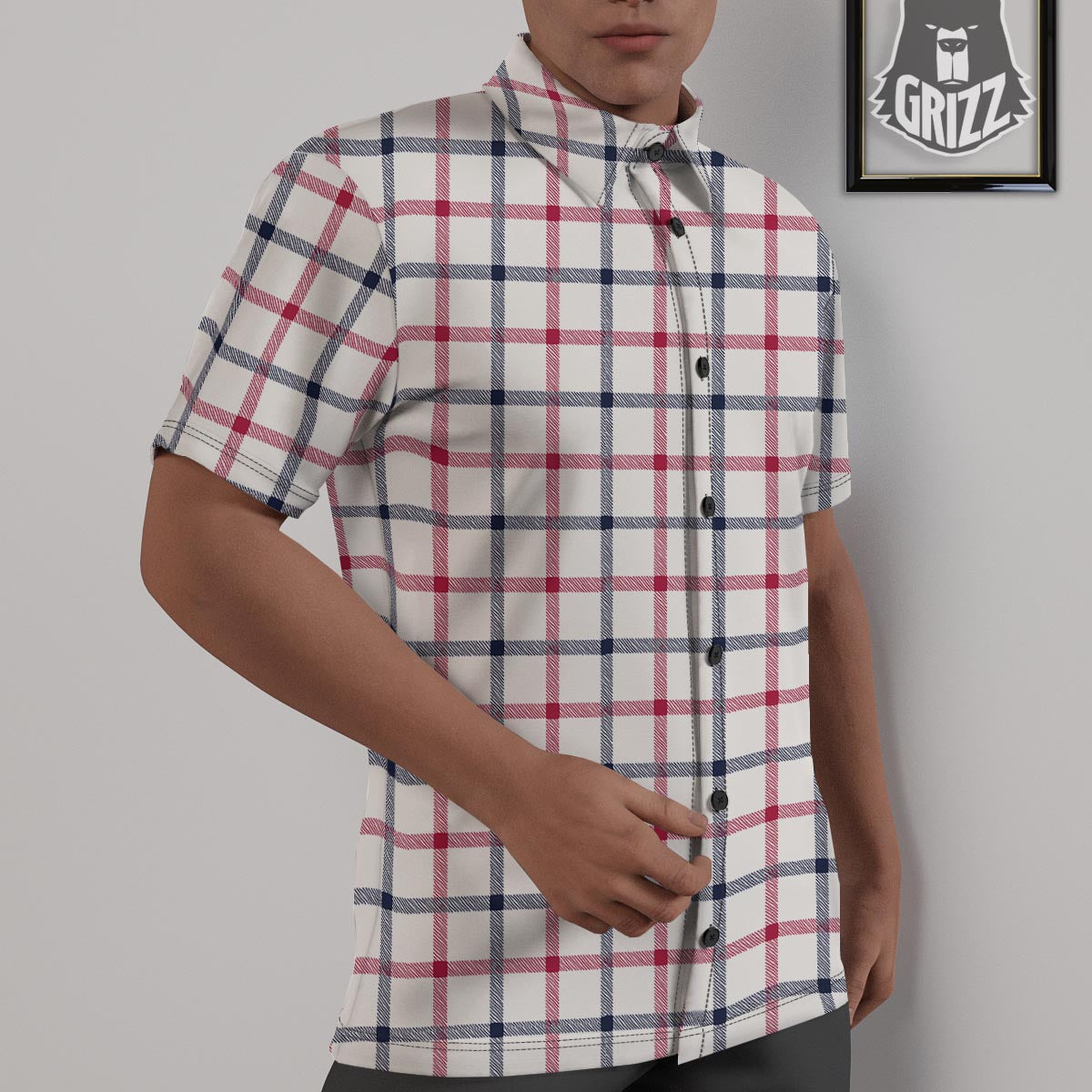 Tattersall Blue And Red Print Pattern Untucked Shirts-grizzshop