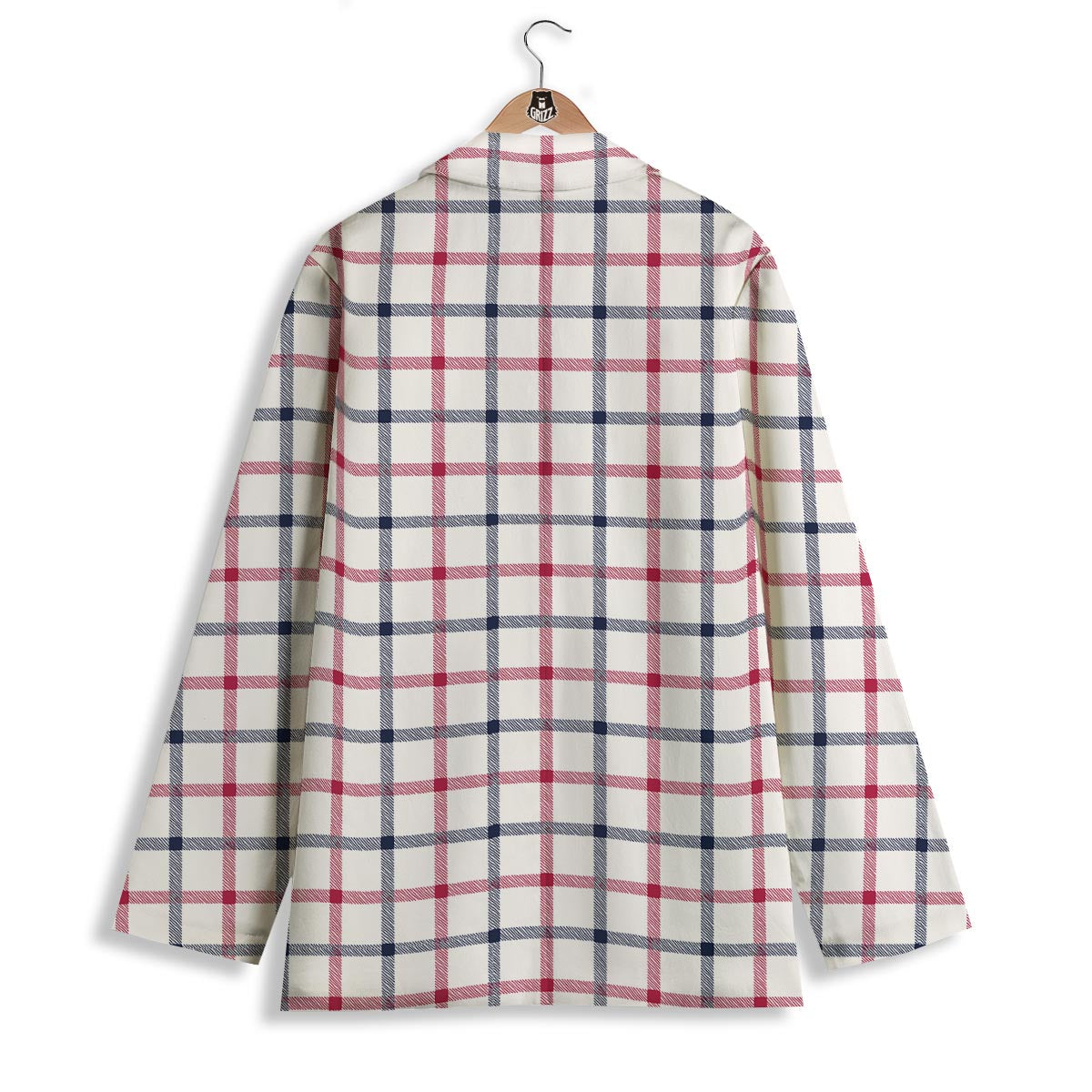 Tattersall Blue And Red Print Pattern Women's Blazer-grizzshop