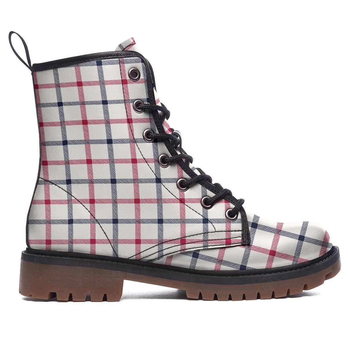 Tattersall Blue And Red Print Pattern Work Boots-grizzshop