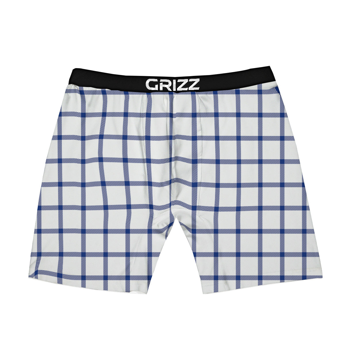 Tattersall Blue And White Print Pattern Boxer Briefs-grizzshop