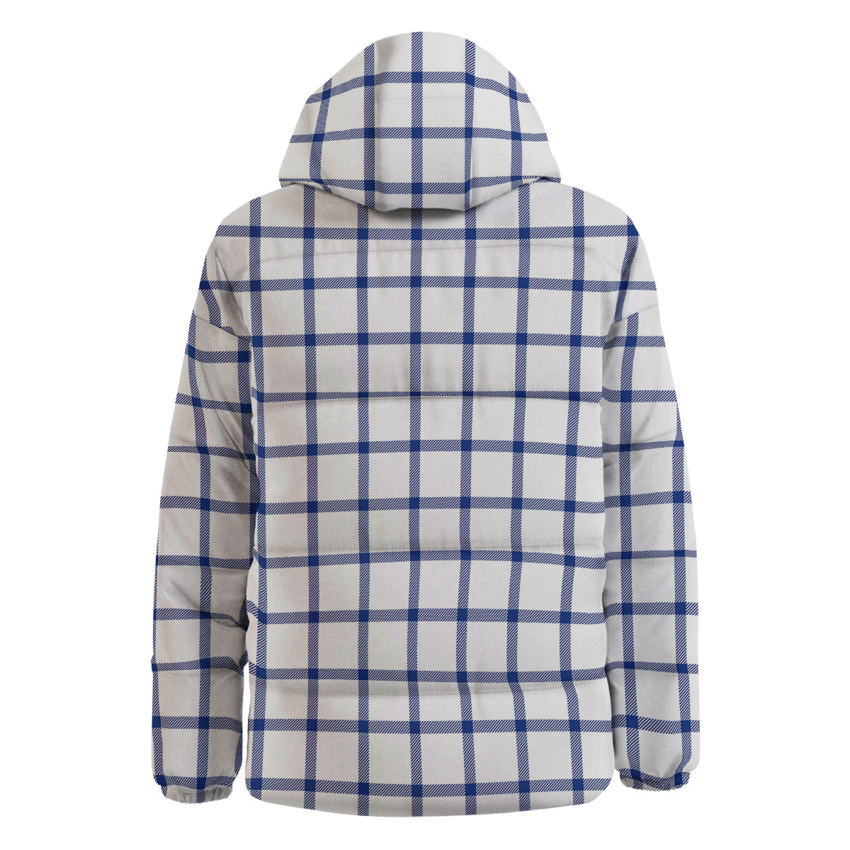Tattersall Blue And White Print Pattern Down Jacket-grizzshop