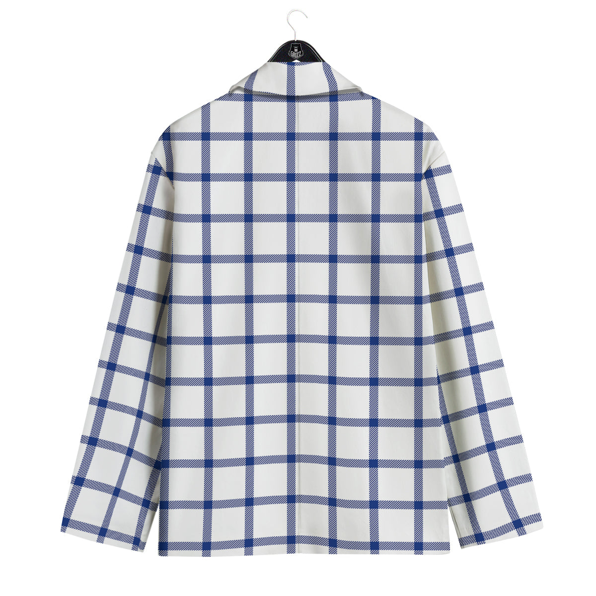 Tattersall Blue And White Print Pattern Men's Sport Coat-grizzshop