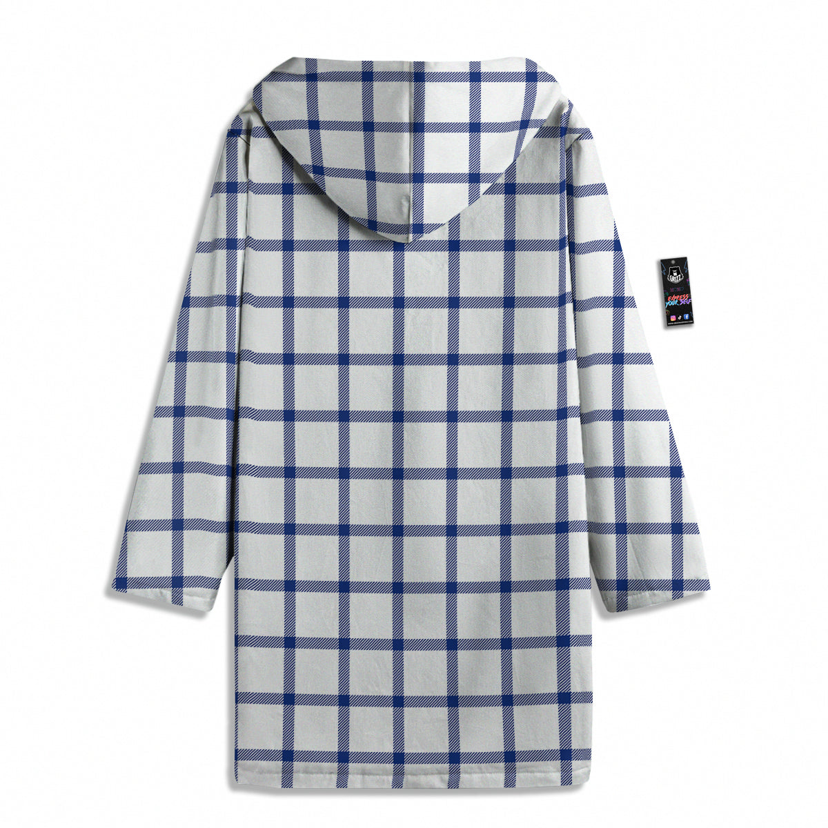 Tattersall Blue And White Print Pattern Men's Windbreaker Jacket-grizzshop
