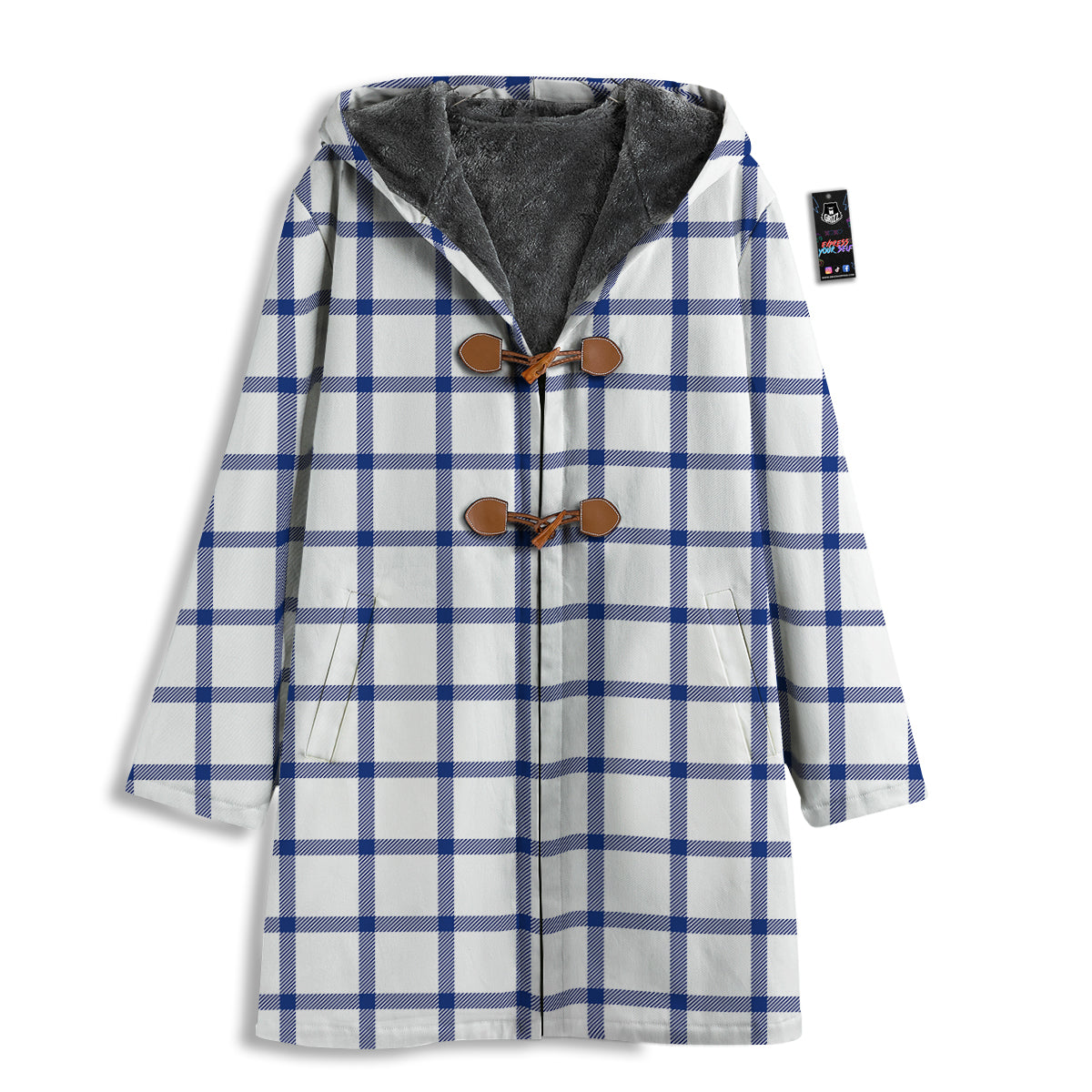 Tattersall Blue And White Print Pattern Men's Windbreaker Jacket-grizzshop