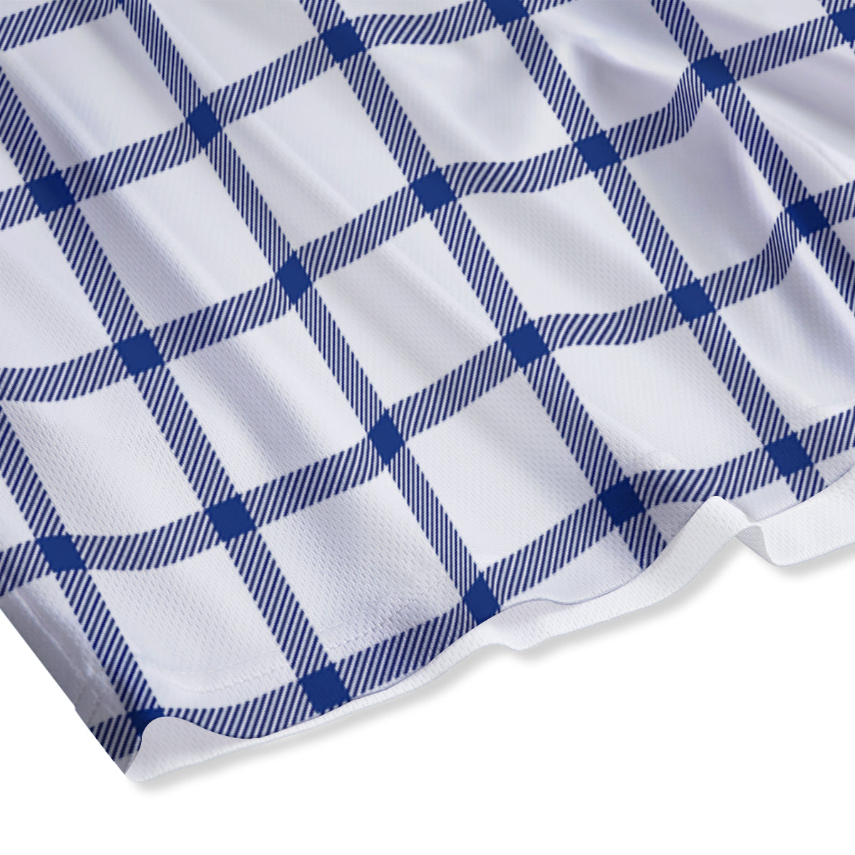 Tattersall Blue And White Print Pattern Mesh Shorts