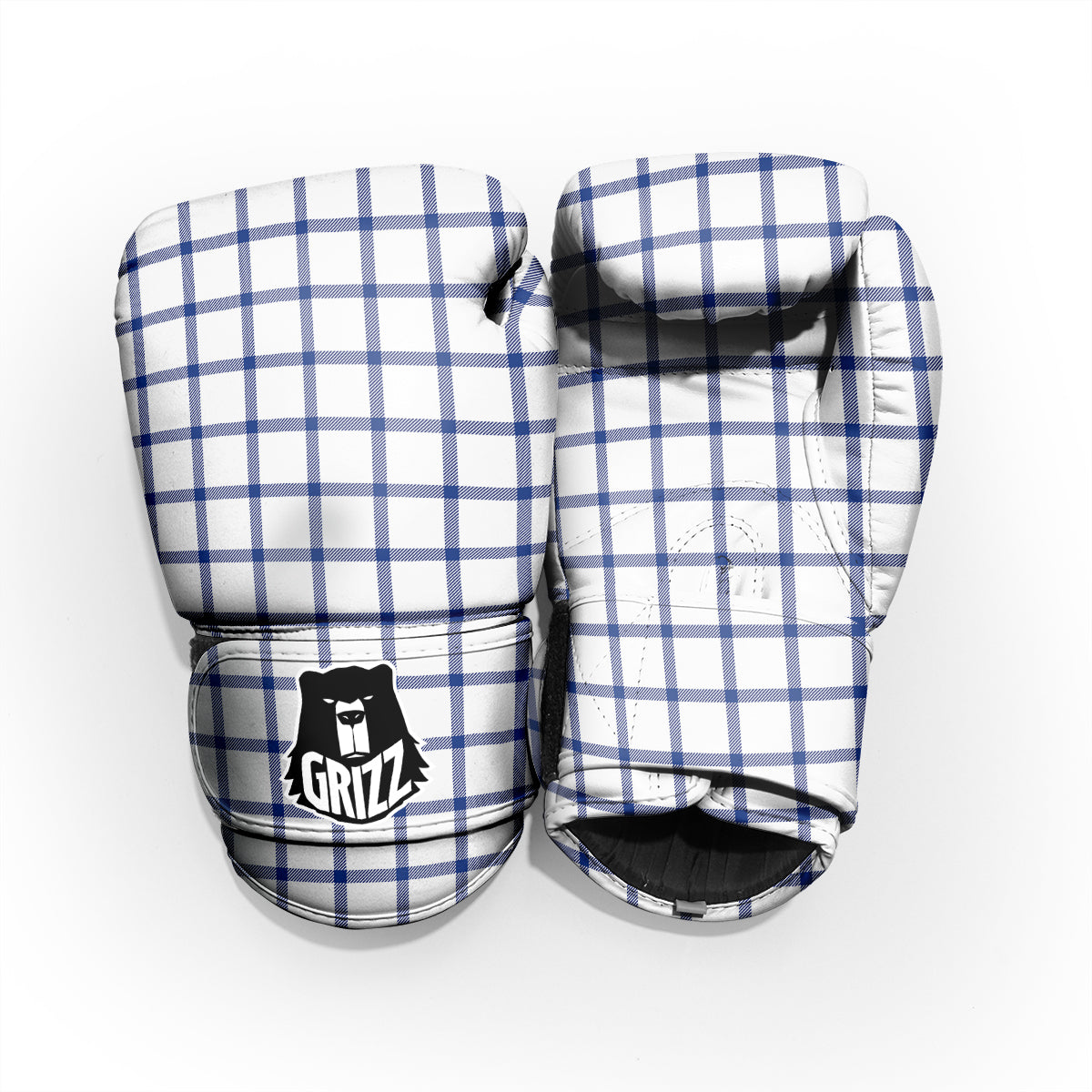 Tattersall Blue And White Print Pattern Pro Boxing Glove