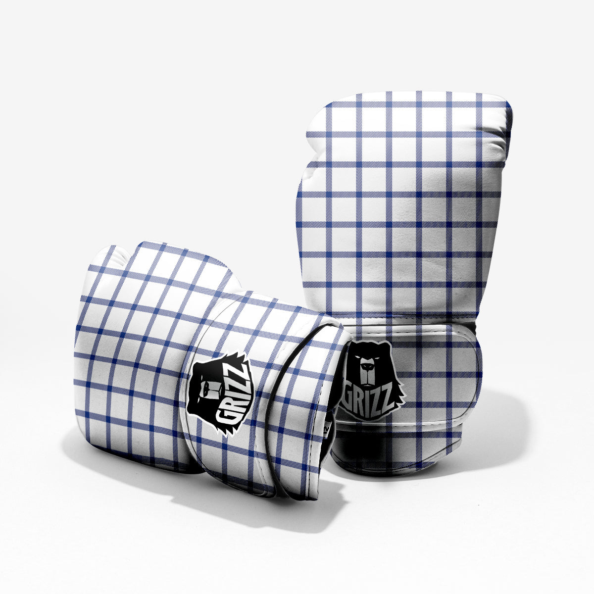 Tattersall Blue And White Print Pattern Pro Boxing Glove