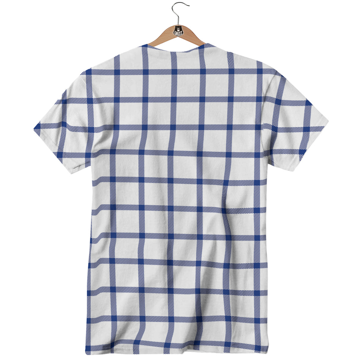 Tattersall Blue And White Print Pattern T-Shirt-grizzshop