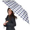 Tattersall Blue And White Print Pattern Umbrella-grizzshop