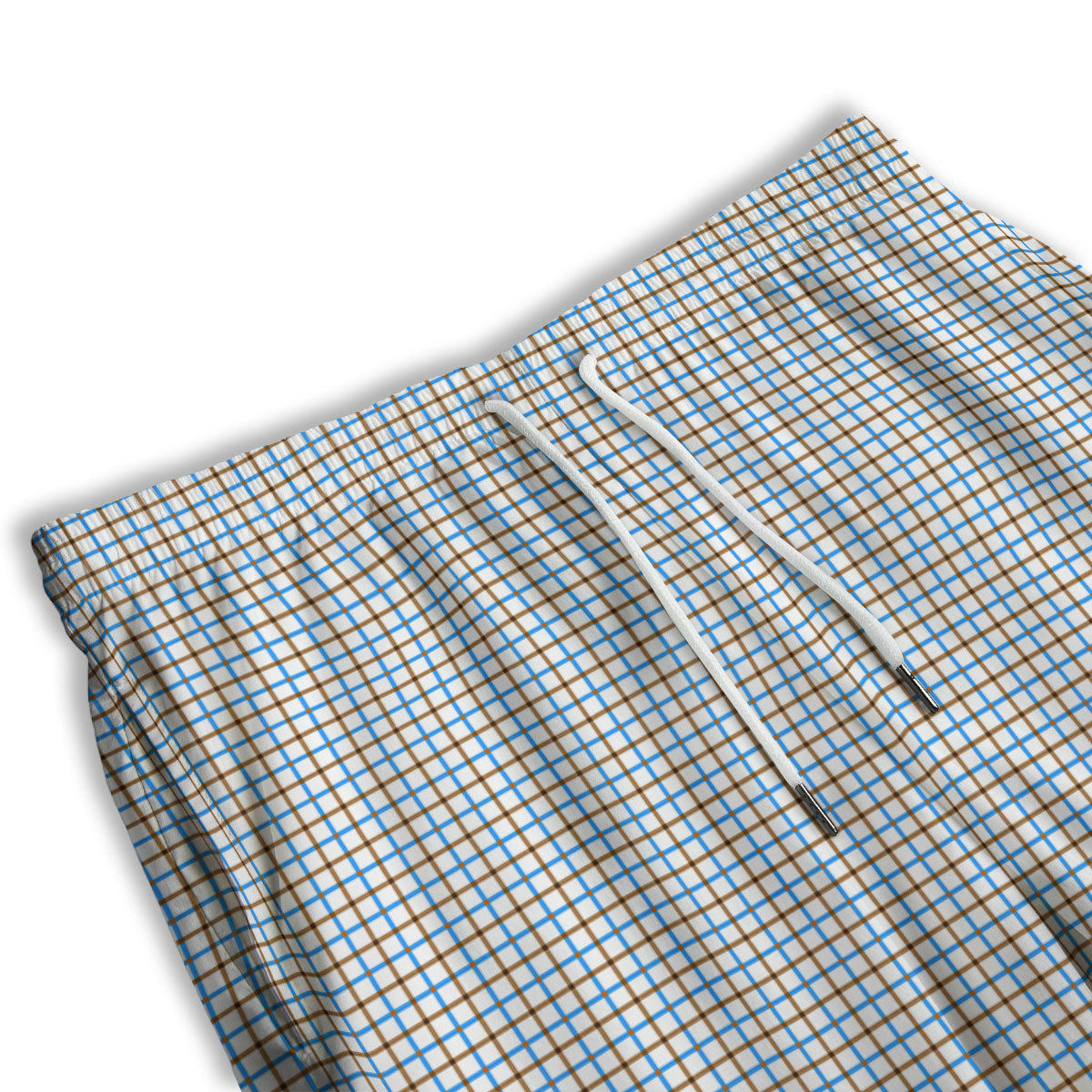 Tattersall Brown And Blue Print Pattern Men's Athletic Shorts