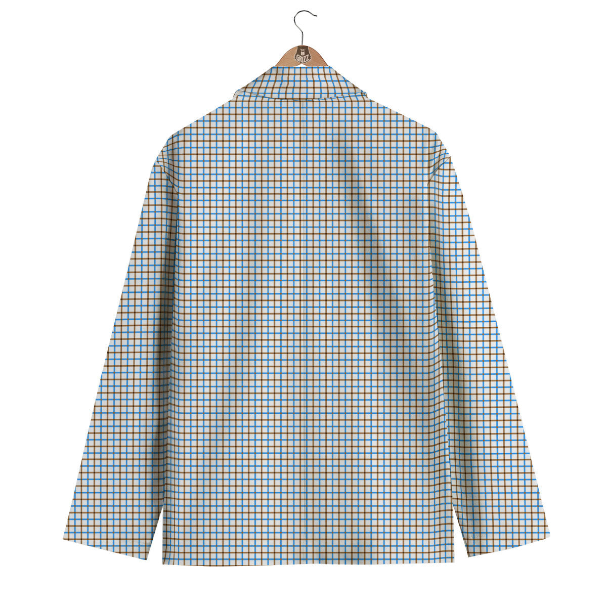 Tattersall Brown And Blue Print Pattern Men's Blazer-grizzshop