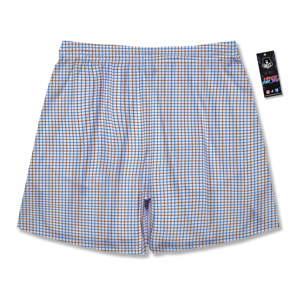 Tattersall Brown And Blue Print Pattern Men's Running Shorts-grizzshop