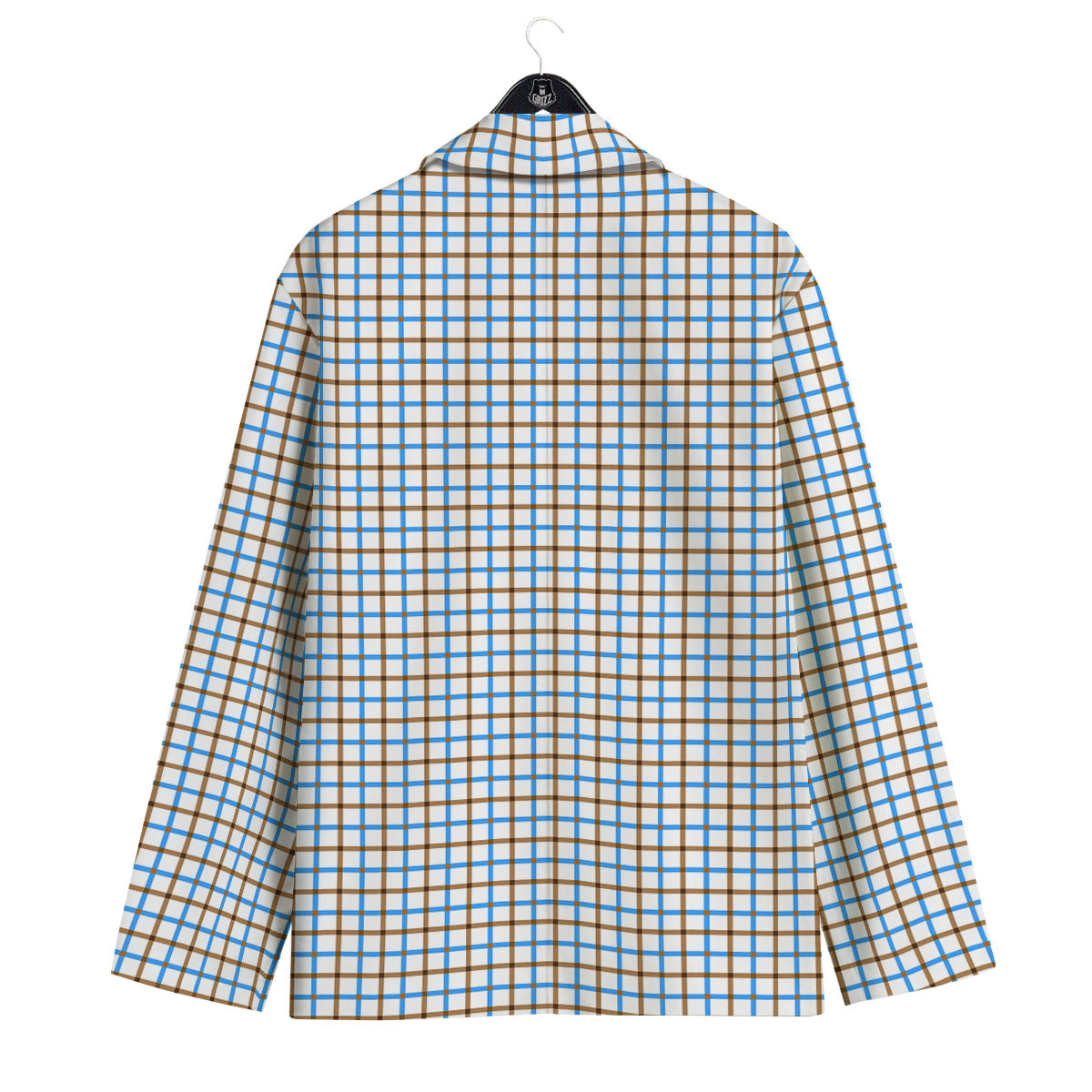 Tattersall Brown And Blue Print Pattern Men's Sport Coat-grizzshop