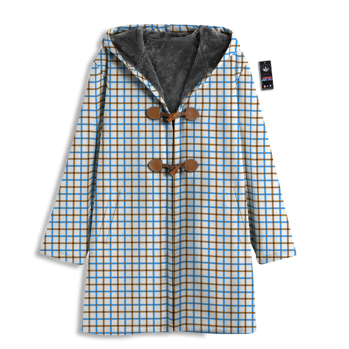 Tattersall Brown And Blue Print Pattern Men's Windbreaker Jacket-grizzshop