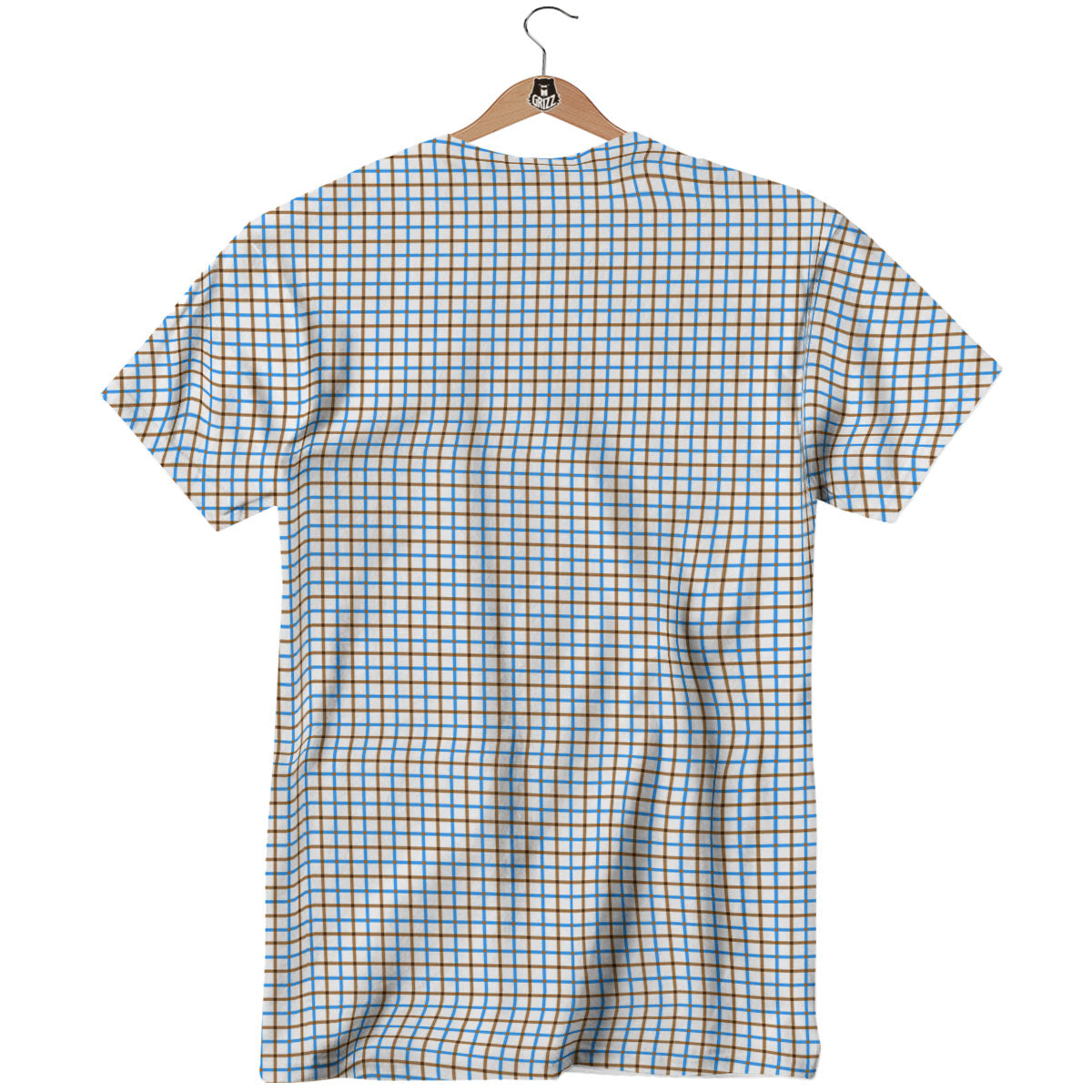 Tattersall Brown And Blue Print Pattern T-Shirt-grizzshop
