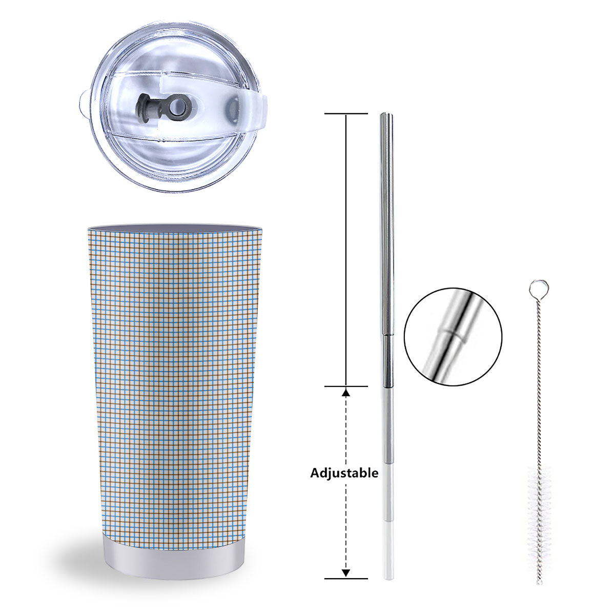 Tattersall Brown And Blue Print Pattern Tumbler-grizzshop