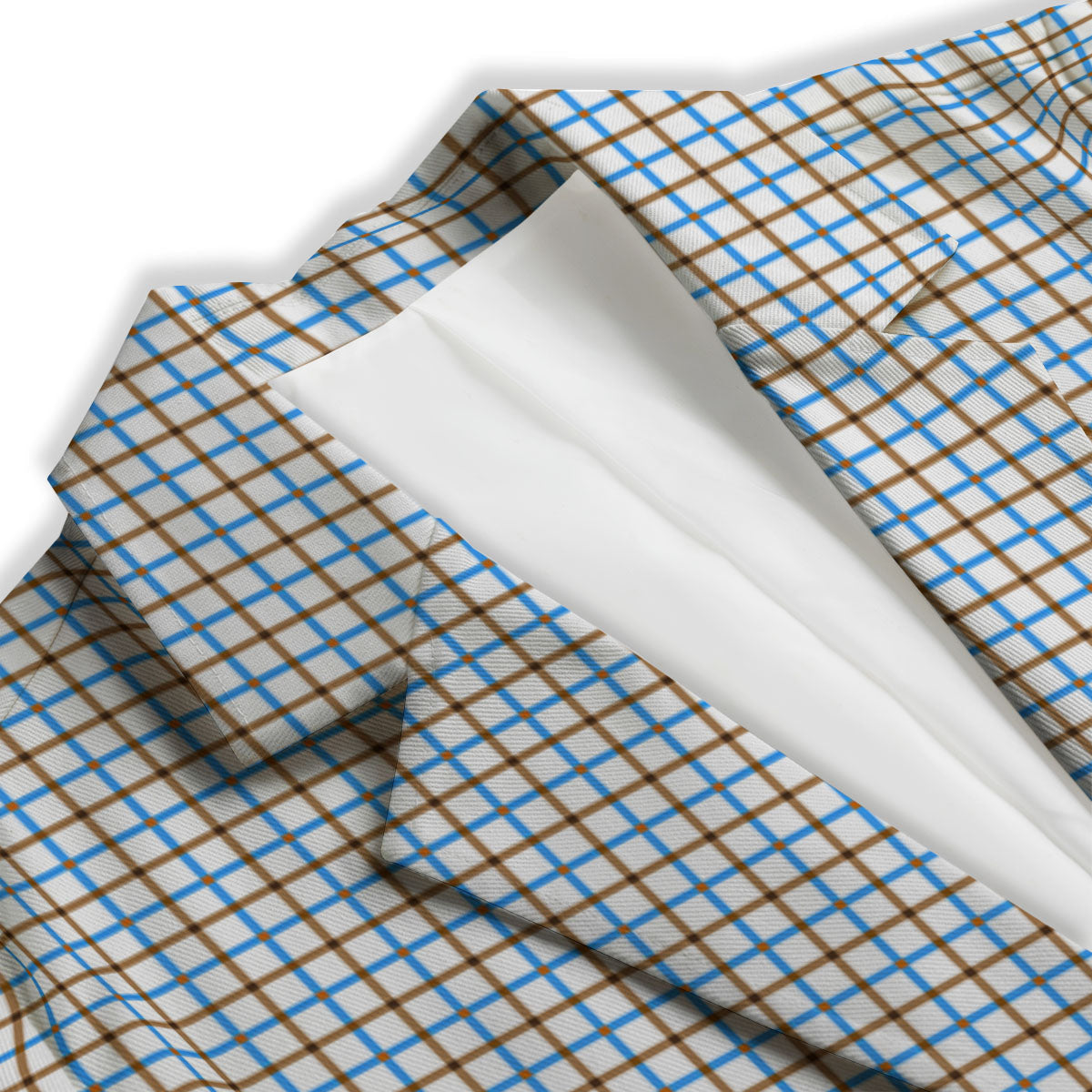 Tattersall Brown And Blue Print Pattern Women's Blazer-grizzshop