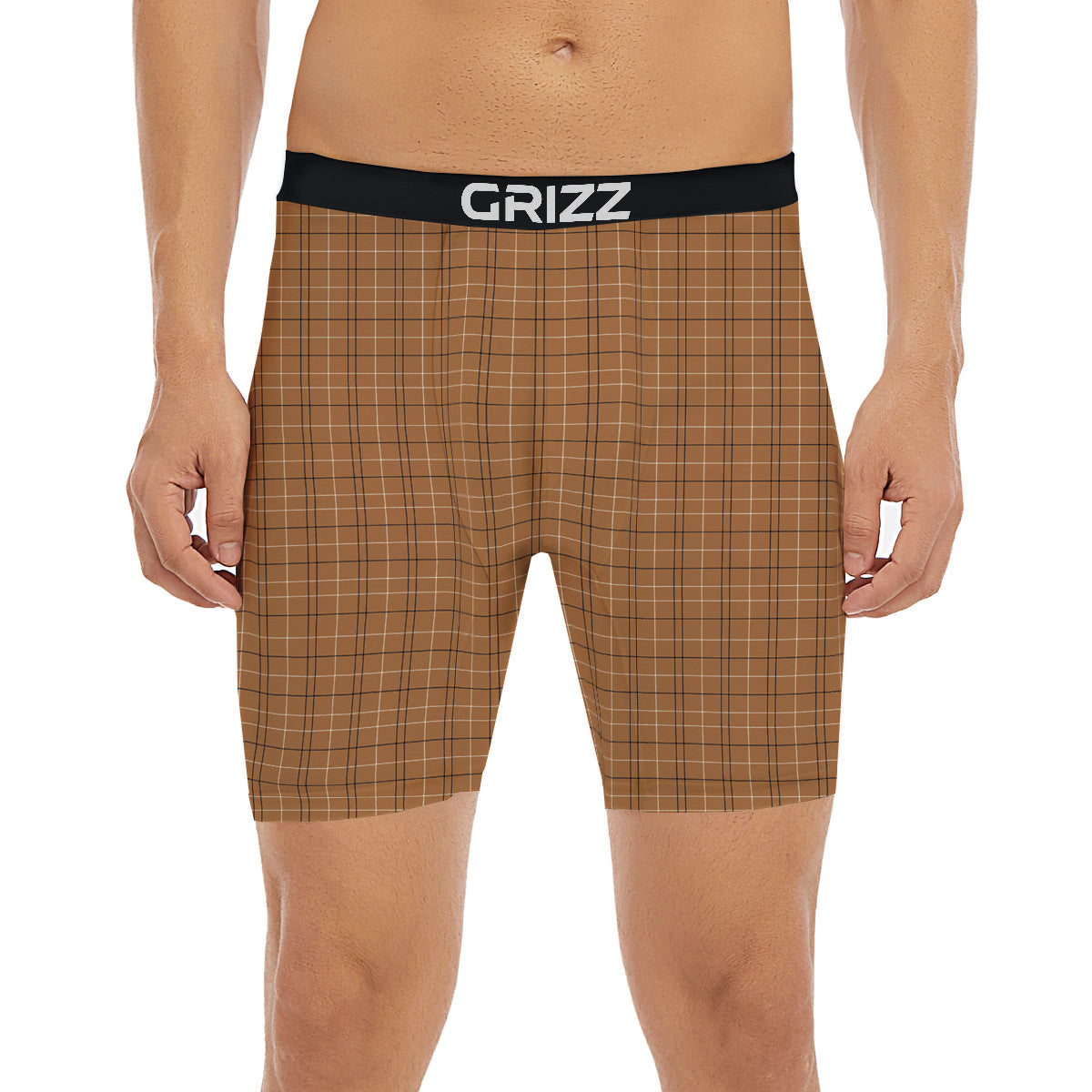 Tattersall Brown Print Pattern Boxer Briefs-grizzshop