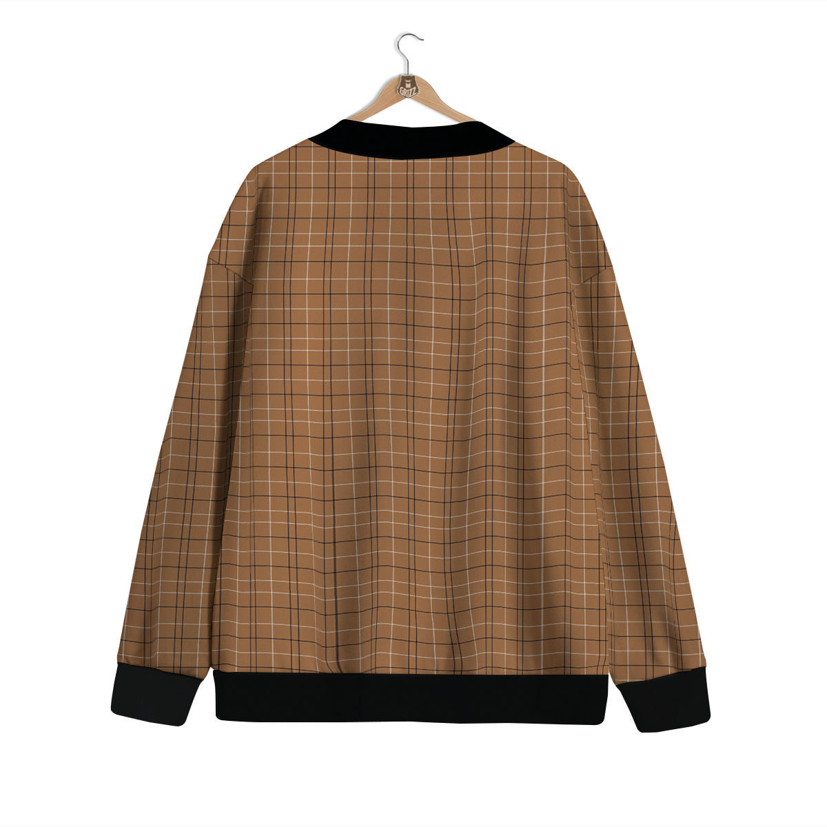 Tattersall Brown Print Pattern Cardigan-grizzshop