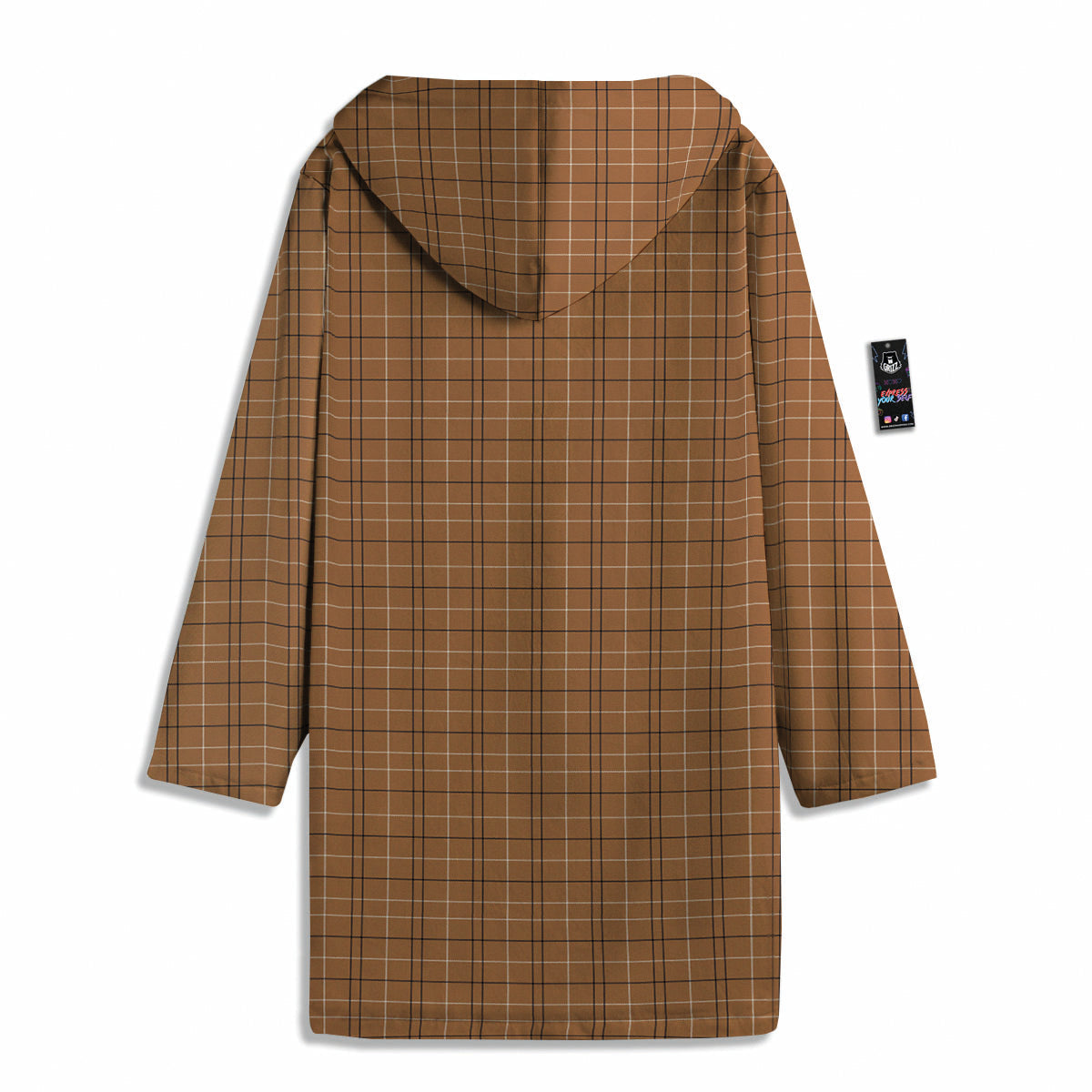 Tattersall Brown Print Pattern Men's Windbreaker Jacket-grizzshop