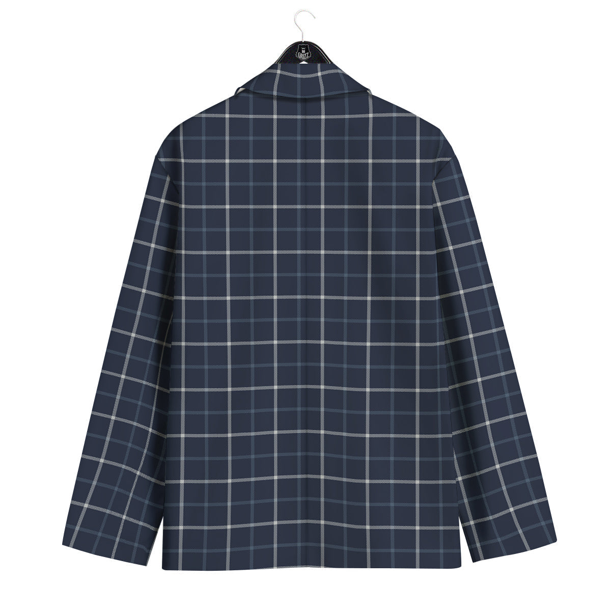 Tattersall Dark Blue Print Pattern Men's Sport Coat-grizzshop