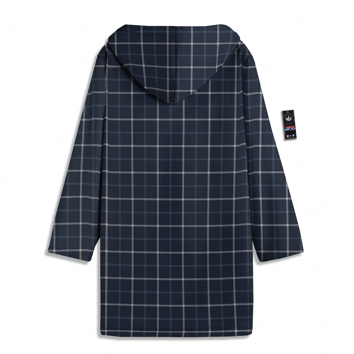 Tattersall Dark Blue Print Pattern Men's Windbreaker Jacket-grizzshop