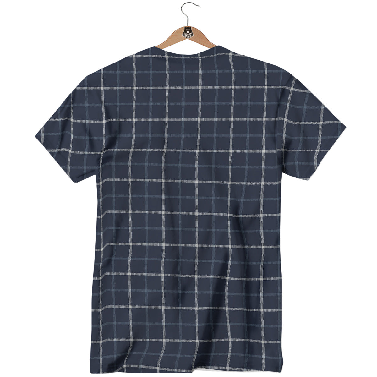 Tattersall Dark Blue Print Pattern T-Shirt-grizzshop