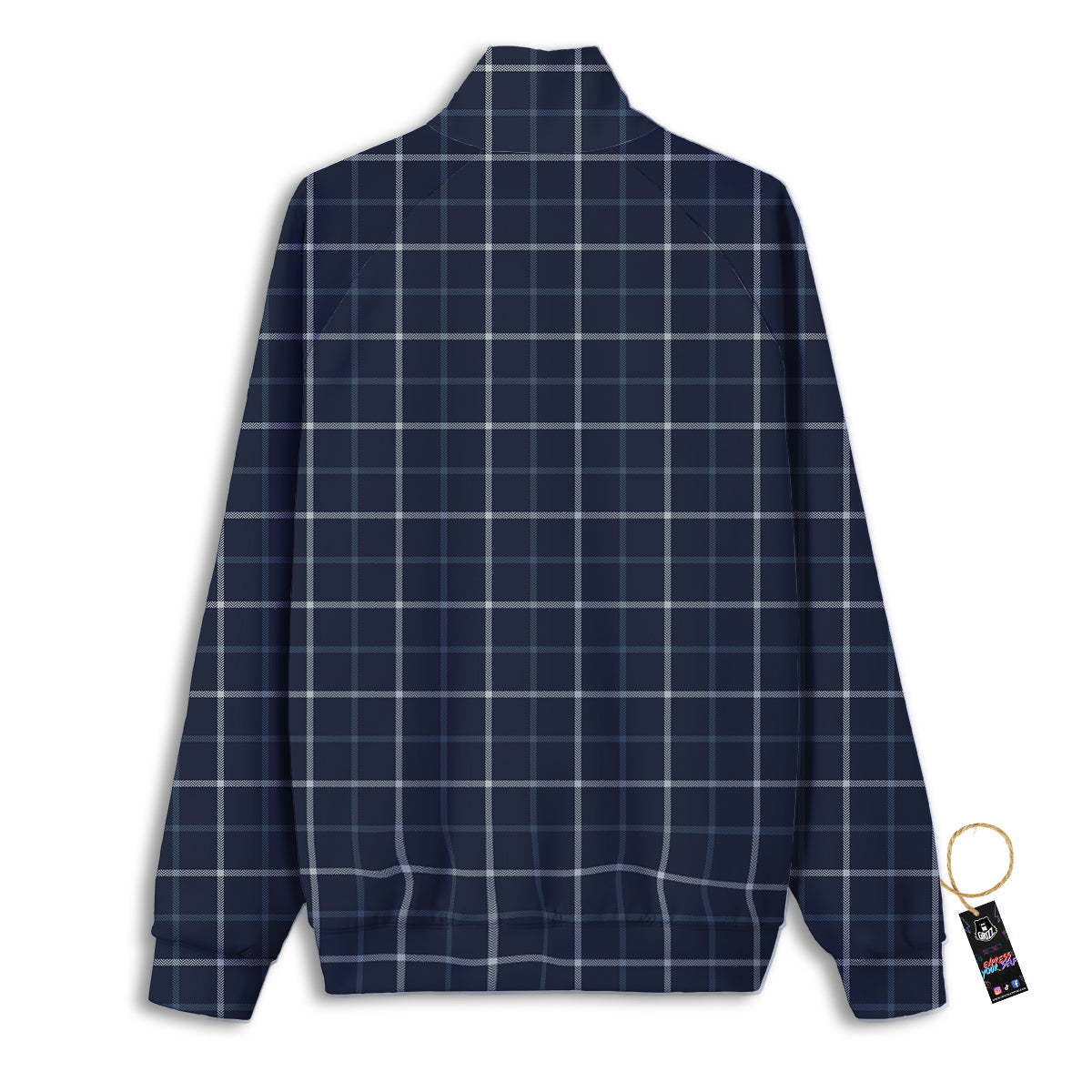 Tattersall Dark Blue Print Pattern Track Jacket-grizzshop