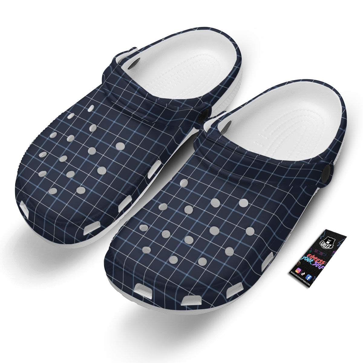 Tattersall Deep Blue Print Pattern Clog-grizzshop