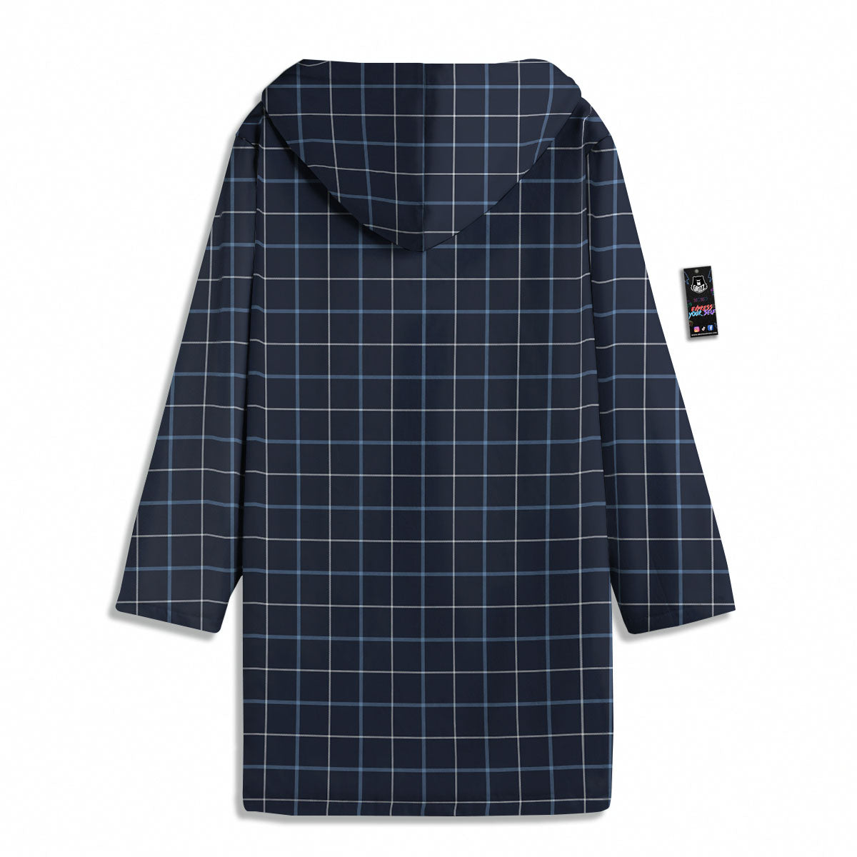 Tattersall Deep Blue Print Pattern Men's Windbreaker Jacket-grizzshop