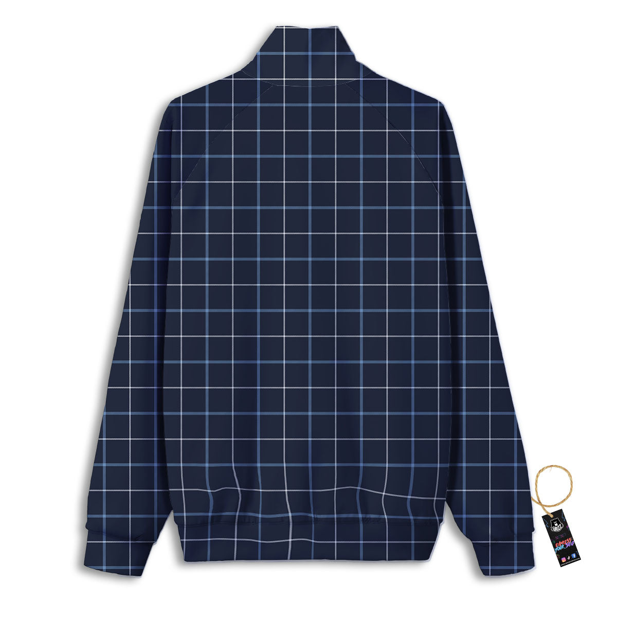 Tattersall Deep Blue Print Pattern Track Jacket-grizzshop