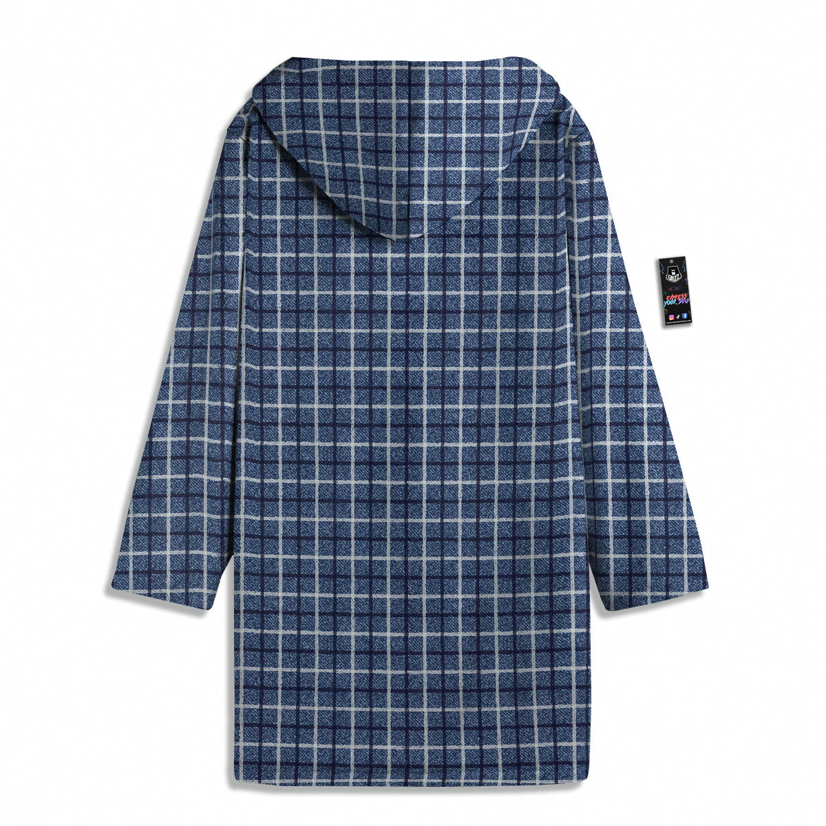 Tattersall Denim Print Pattern Men's Windbreaker Jacket-grizzshop