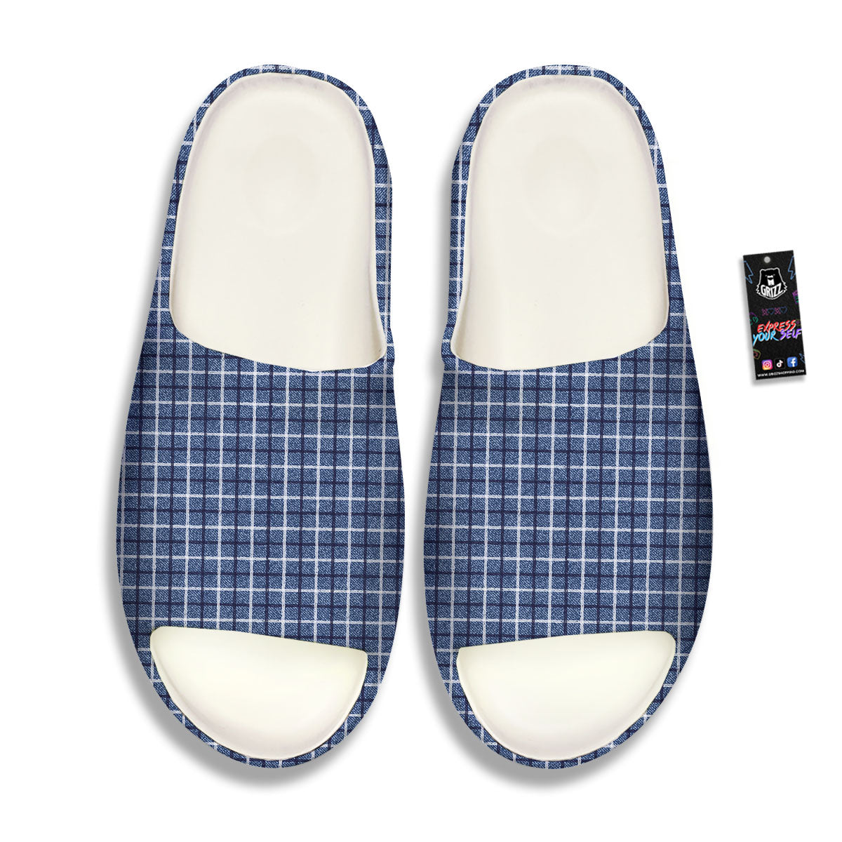 Tattersall Denim Print Pattern Sandals-grizzshop